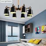 Modern Trapezoid Shade Chandelier - 8 Light Metal Hanging For Living Room