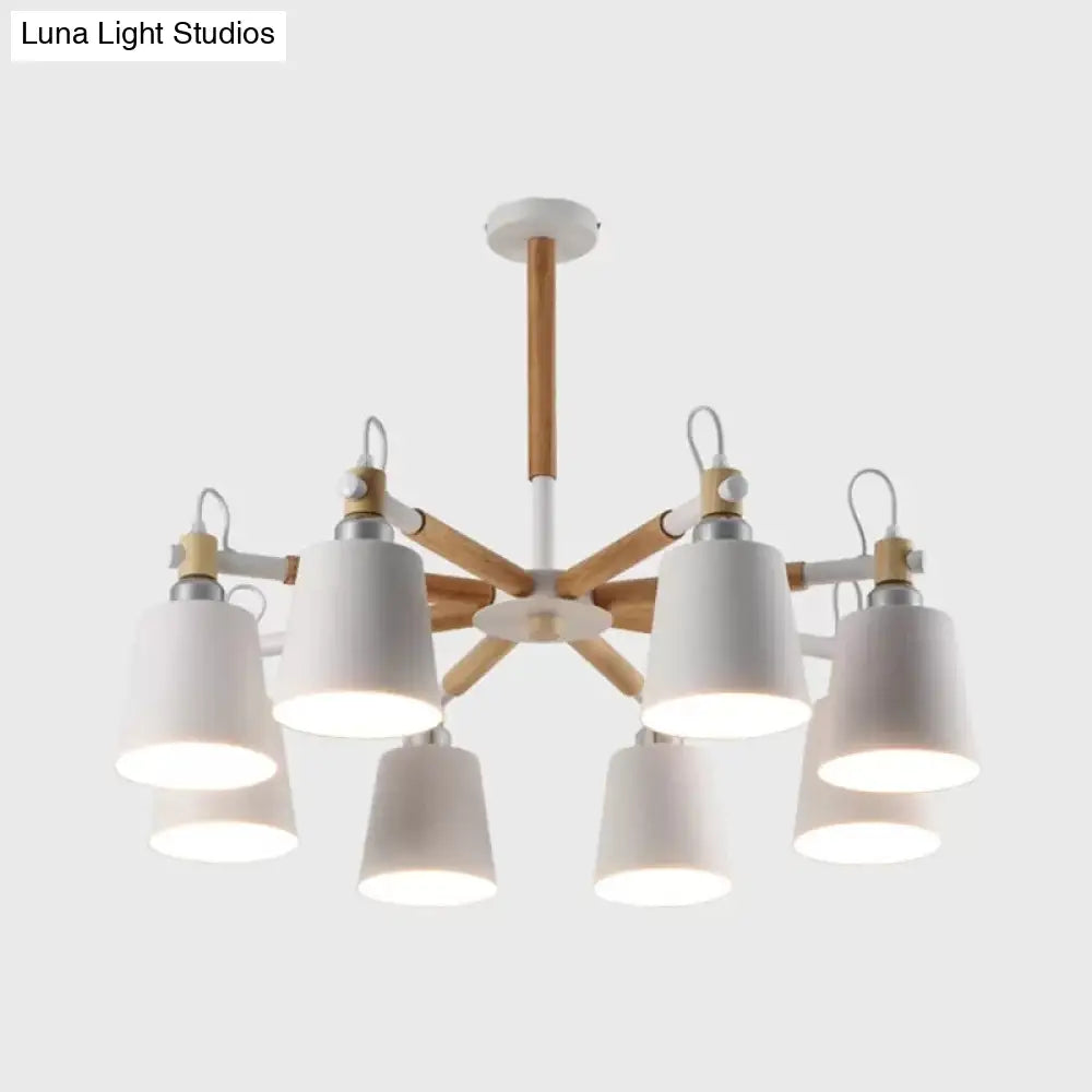 Modern Trapezoid Shade Chandelier - 8 Light Metal Hanging For Living Room