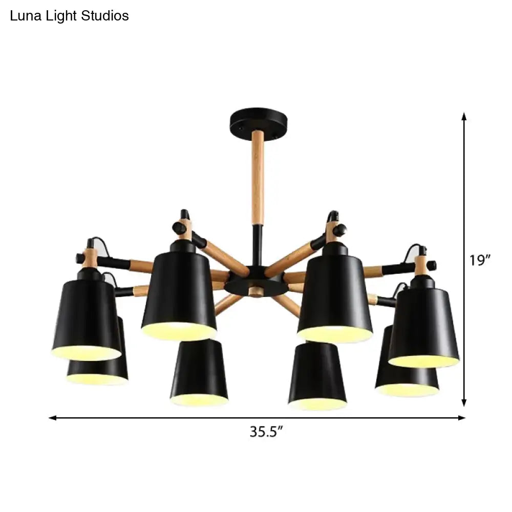 Modern Trapezoid Shade Chandelier - 8 Light Metal Hanging For Living Room