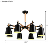 Modern Trapezoid Shade Chandelier - 8 Light Metal Hanging For Living Room