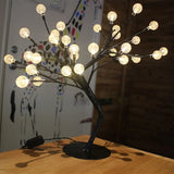 Modern Tree-Shape Led Nightstand Lamp For Girls Bedroom - Usb Table Lighting In Metal Black / D