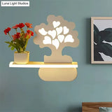 Modern Tree Wall Light With Acrylic Shelf - White Ideal For Kids Bedroom