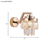 Modern Tri-Sided Crystal Rod Gold Wall Sconce With Single Bulb - Elegant Mount Lighting Fixture