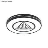 Modern Triangle Acrylic Round Flush Mount Ceiling Light - Black & White