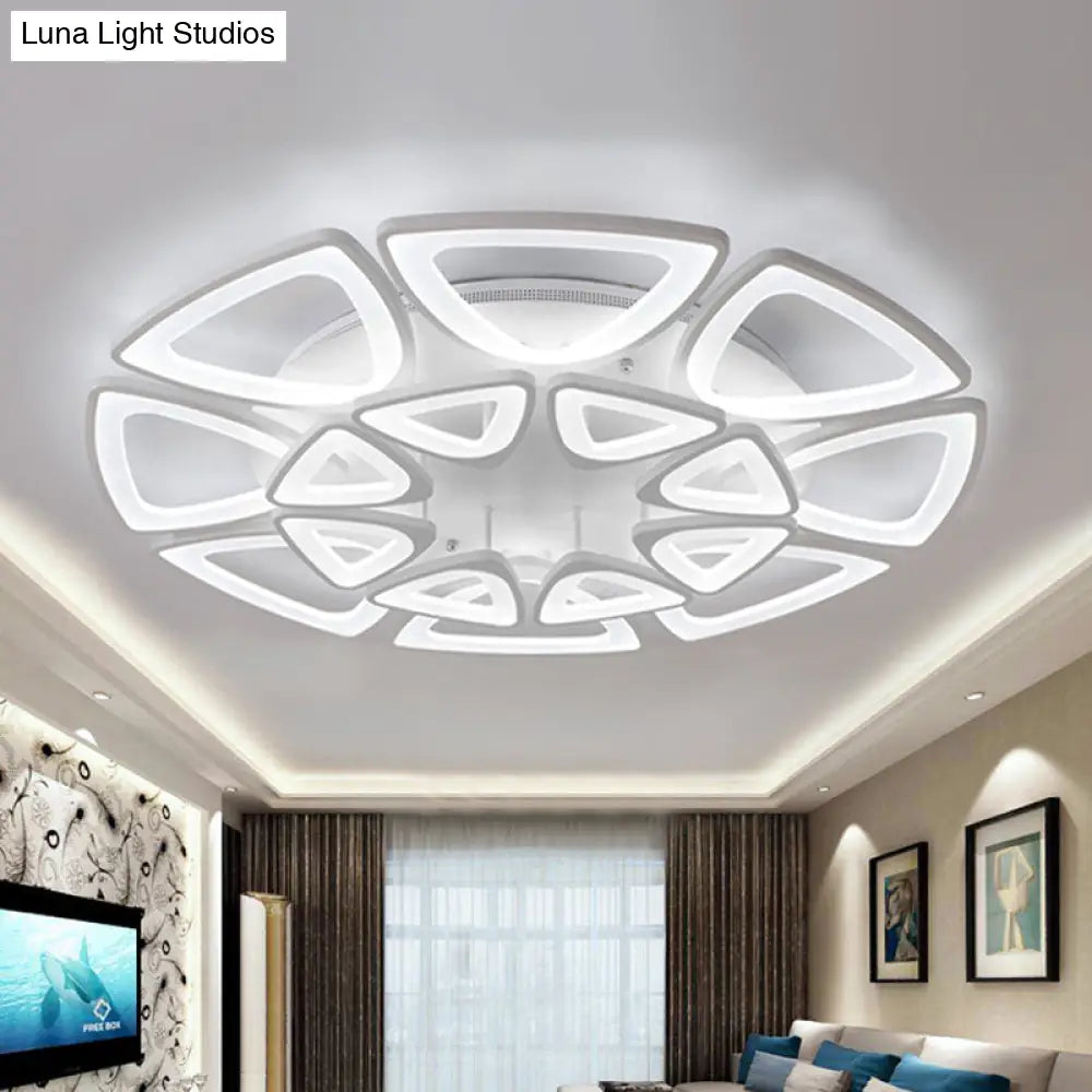 Modern Triangle Flower Acrylic Semi Flush Mount Ceiling Lamp - Minimalist Style (5/12/18 Heads) In