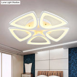 Modern Triangle Flower Acrylic Semi Flush Mount Ceiling Lamp - Minimalist Style (5/12/18 Heads) In