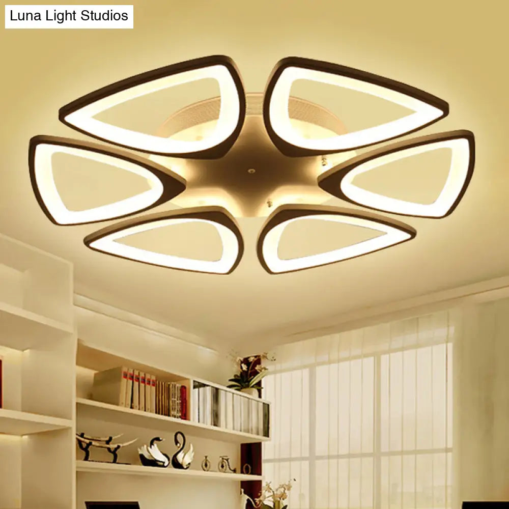 Modern Triangle Flower Acrylic Semi Flush Mount Ceiling Lamp - Minimalist Style (5/12/18 Heads) In