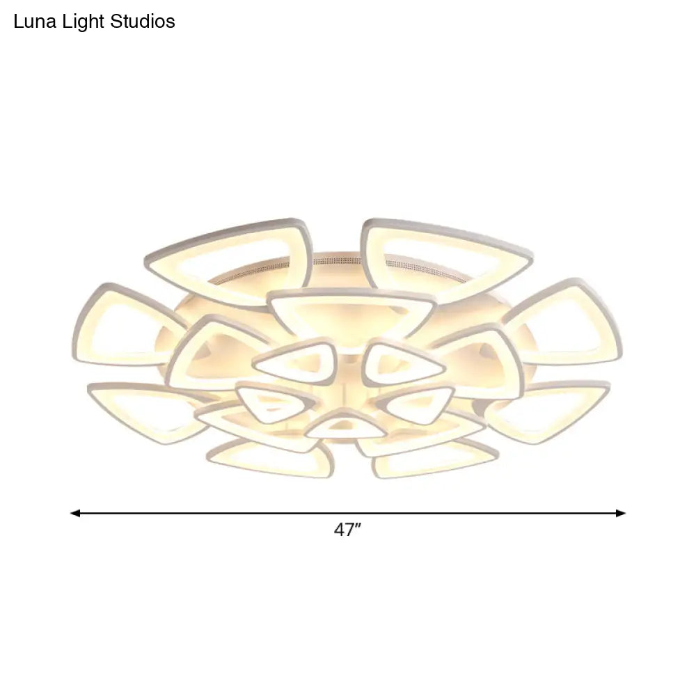 Modern Triangle Flower Acrylic Semi Flush Mount Ceiling Lamp - Minimalist Style (5/12/18 Heads) In