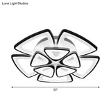 Modern Triangle Flower Acrylic Semi Flush Mount Ceiling Lamp - Minimalist Style (5/12/18 Heads) In