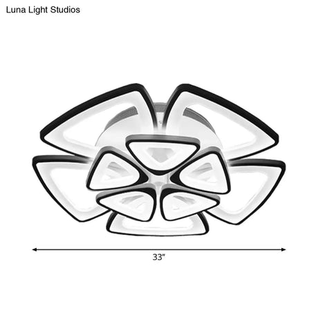 Modern Triangle Flower Acrylic Semi Flush Mount Ceiling Lamp - Minimalist Style (5/12/18 Heads) In