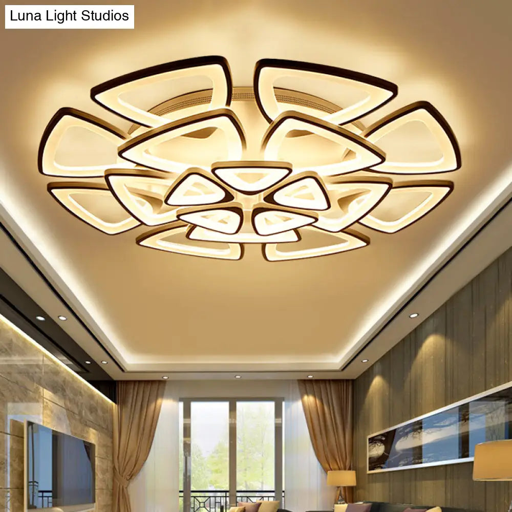 Modern Triangle Flower Acrylic Semi Flush Mount Ceiling Lamp - Minimalist Style (5/12/18 Heads) In