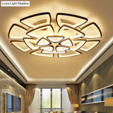 Modern Triangle Flower Acrylic Semi Flush Mount Ceiling Lamp - Minimalist Style (5/12/18 Heads) In