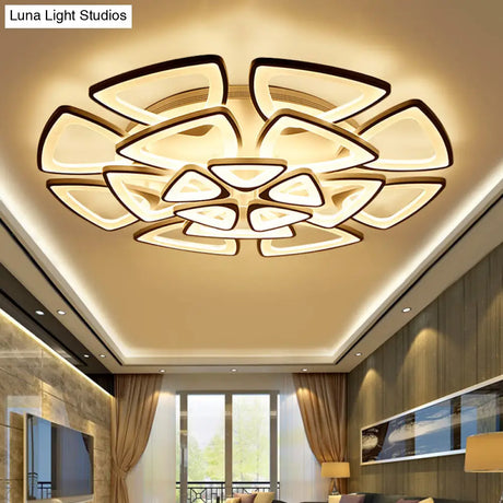 Modern Triangle Flower Acrylic Semi Flush Mount Ceiling Lamp - Minimalist Style (5/12/18 Heads) In