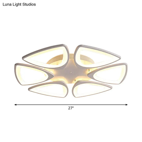 Modern Triangle Flower Acrylic Semi Flush Mount Ceiling Lamp - Minimalist Style (5/12/18 Heads) In