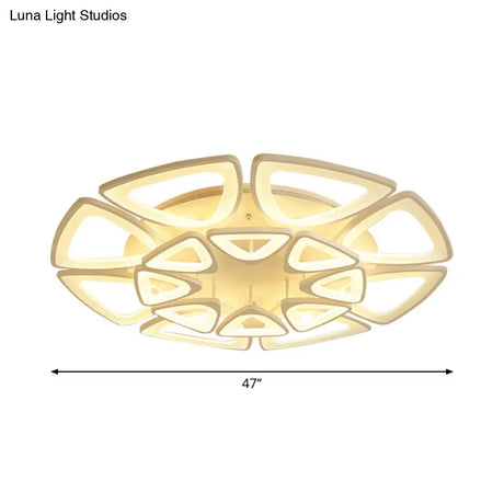 Modern Triangle Flower Acrylic Semi Flush Mount Ceiling Lamp - Minimalist Style (5/12/18 Heads) In