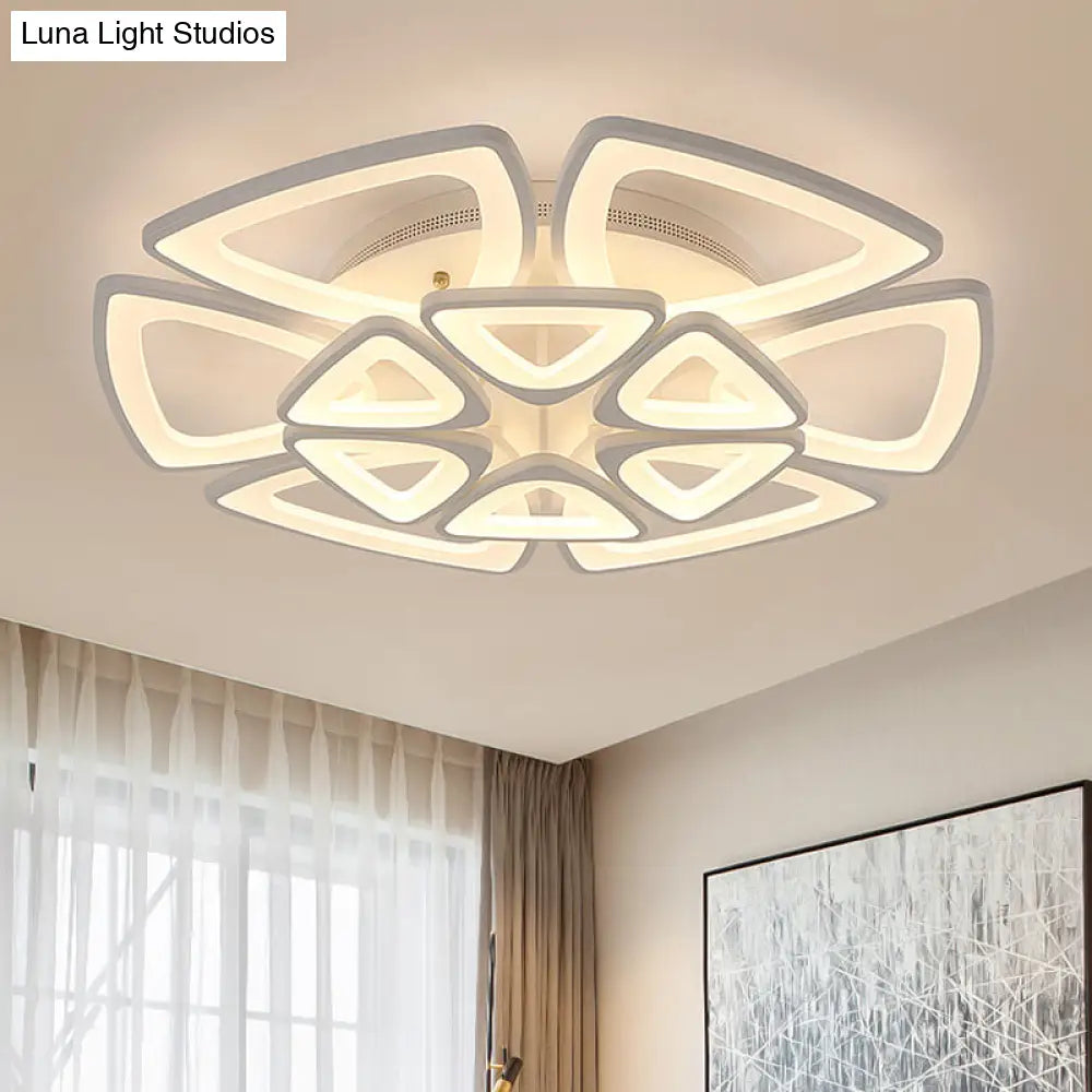 Modern Triangle Flower Acrylic Semi Flush Mount Ceiling Lamp - Minimalist Style (5/12/18 Heads) In