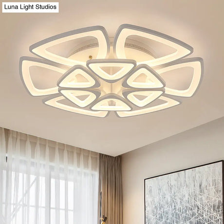 Modern Triangle Flower Acrylic Semi Flush Mount Ceiling Lamp - Minimalist Style (5/12/18 Heads) In