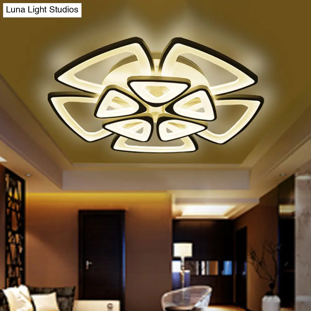 Modern Triangle Flower Acrylic Semi Flush Mount Ceiling Lamp - Minimalist Style (5/12/18 Heads) In