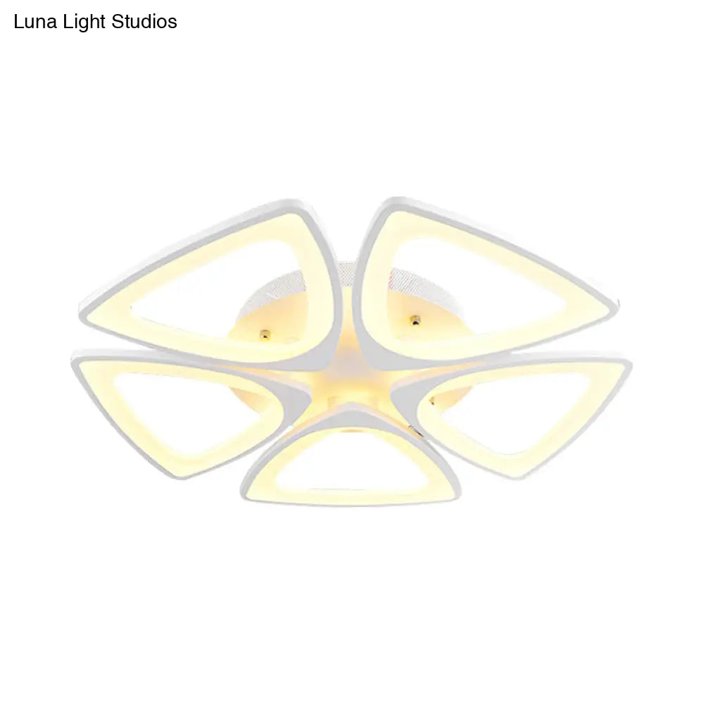 Modern Triangle Flower Acrylic Semi Flush Mount Ceiling Lamp - Minimalist Style (5/12/18 Heads) In