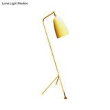 Modern Tripod Floor Lamp With Bell Shade - Metallic Design 1 Light Black/White Perfect For Bedroom