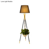 Modern Tripod Floor Lamp With Black/White/Flaxen Drum Shade Ideal For Reading And Warehouse Lighting