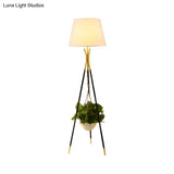 Modern Tripod Floor Lamp With Black/White/Flaxen Drum Shade Ideal For Reading And Warehouse Lighting