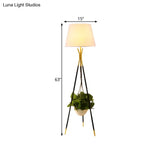 Modern Tripod Floor Lamp With Black/White/Flaxen Drum Shade Ideal For Reading And Warehouse Lighting