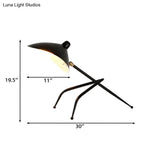 Modern Tripod Table Lamp With Sleek Duckbill Shade - 1-Light Metal Study Room Light In Black