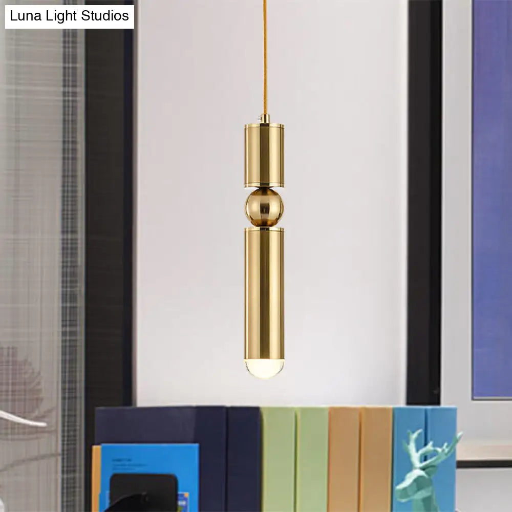 Modern Tube Hanging Light - Metal Black/White/Brass Led Suspension Pendant In Warm Ideal For Dining