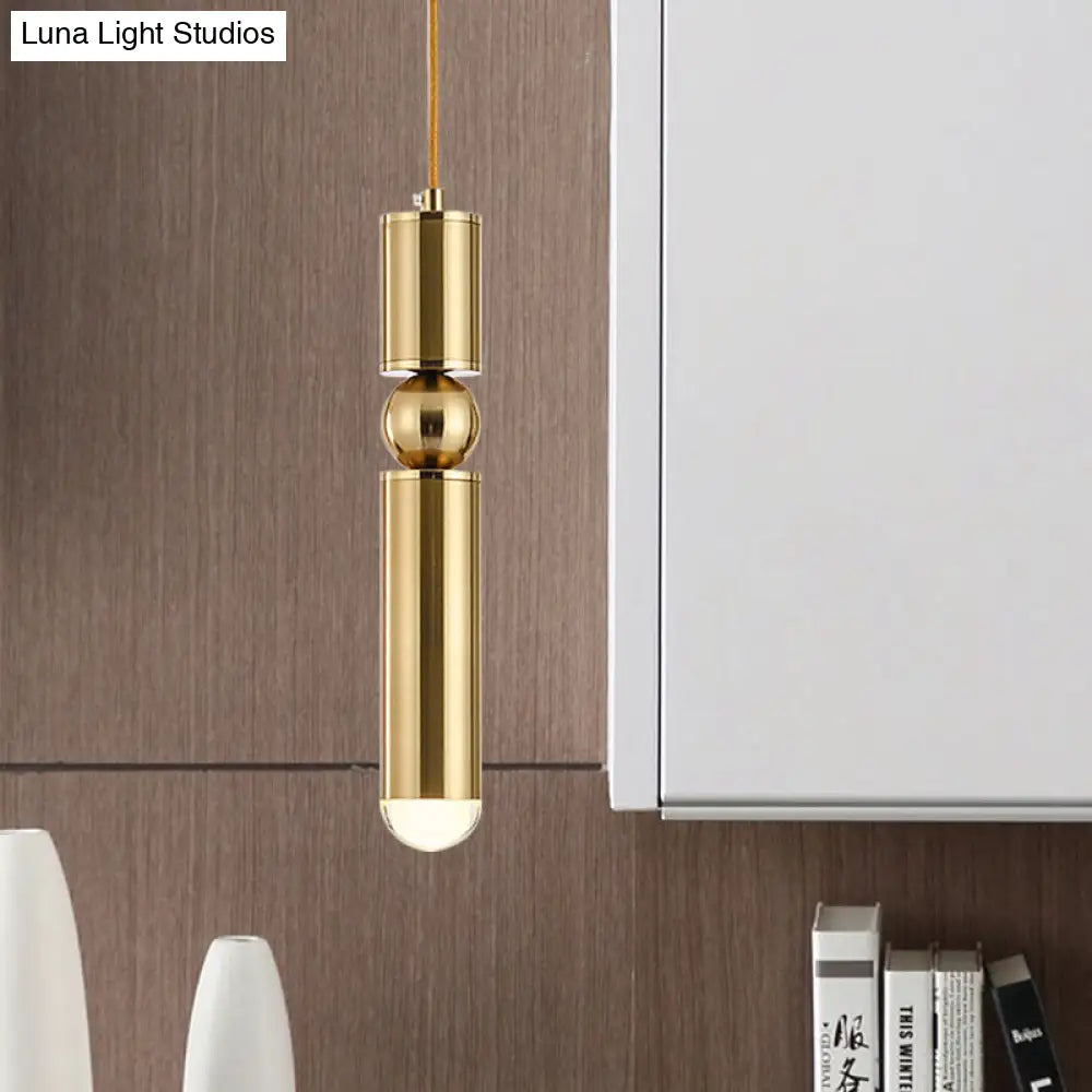 Modern Tube Hanging Light - Metal Black/White/Brass Led Suspension Pendant In Warm Ideal For Dining