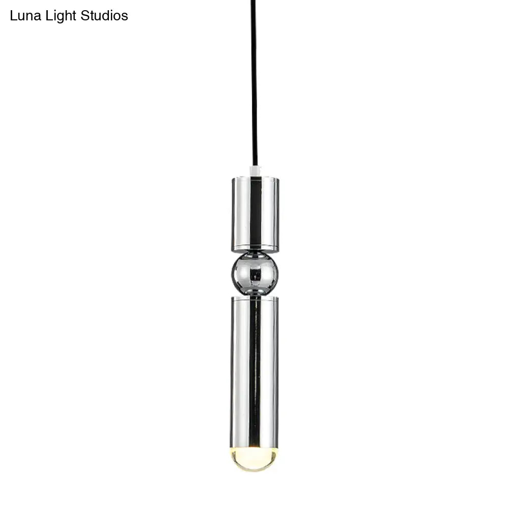 Modern Tube Hanging Light - Metal Black/White/Brass Led Suspension Pendant In Warm Ideal For Dining