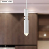 Modern Tube Hanging Light - Metal Black/White/Brass Led Suspension Pendant In Warm Ideal For Dining