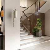 Modern Tube Sconce Lighting With Green/White Fabric Shade - 1 Light Living Room In Black/Gold White