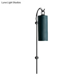 Modern Tube Sconce Lighting With Green/White Fabric Shade - 1 Light Living Room In Black/Gold