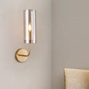 Modern Tubular Sconce: Cognac/Light Blue Glass Wall Mounted Light Fixture Cognac