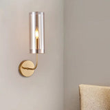 Modern Tubular Sconce: Cognac/Light Blue Glass Wall Mounted Light Fixture Cognac