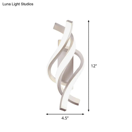 Modern Twisted Acrylic Led Wall Sconce Lamp In White With Warm/White Light