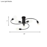 Modern Twisted Arm Ceiling Light For Adult Bedroom - Metallic Semi-Mount Fixture
