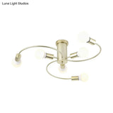 Modern Twisted Arm Ceiling Light For Adult Bedroom - Metallic Semi-Mount Fixture