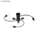 Modern Twisted Arm Ceiling Light For Adult Bedroom - Metallic Semi-Mount Fixture