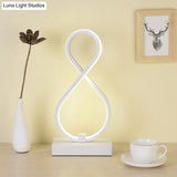 Modern Twisted Table Light: Acrylic Led Nightstand Lamp With Metal Base - White