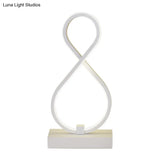 Modern Twisted Table Light: Acrylic Led Nightstand Lamp With Metal Base - White