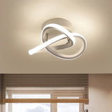 Modern Twisting Ceiling Flush Light - Led Semi Mount Foyer Lighting In Warm/White Black/White White