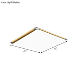 Modern Ultra - Thin Square Flush Mount With Gold Integrated Led Acrylic Shade - Warm/White