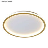 Modern Ultrathin Circle Flush Ceiling Light In Gold With Led For Living Room - Simplicity Series