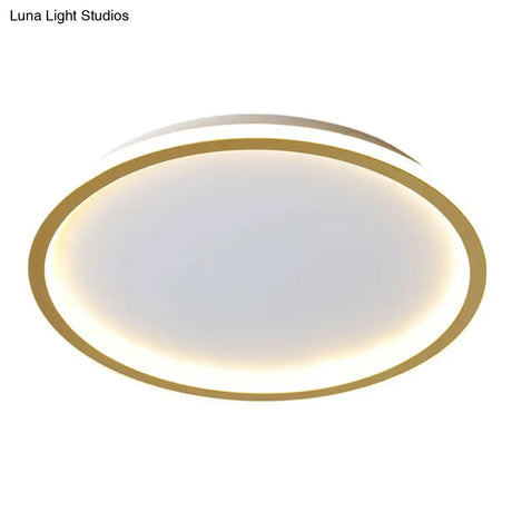 Modern Ultrathin Circle Flush Ceiling Light In Gold With Led For Living Room - Simplicity Series