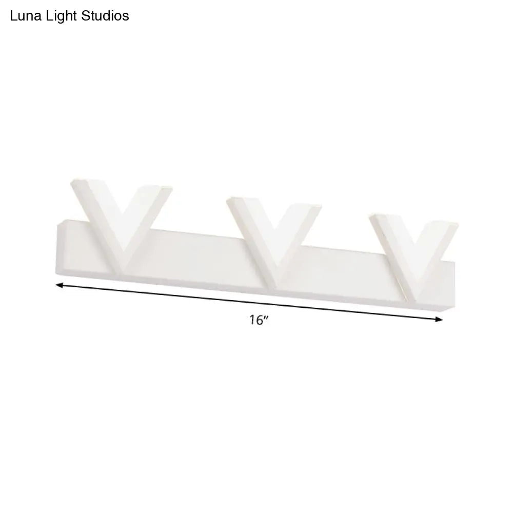 Modern V-Shaped Led Vanity Light: Acrylic Bathroom Mirror Lamp (2/3-Light Warm/White)