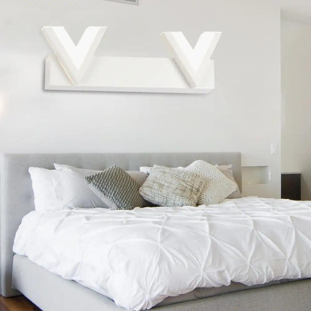 Modern V-Shaped Led Vanity Light: Acrylic Bathroom Mirror Lamp (2/3-Light Warm/White) 2 / White