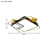 Modern Vintage Metal Flushmount Led Lighting In Warm Light With Diffuser - Square/Round Black/White
