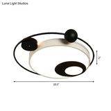 Modern Vintage Metal Flushmount Led Lighting In Warm Light With Diffuser - Square/Round Black/White